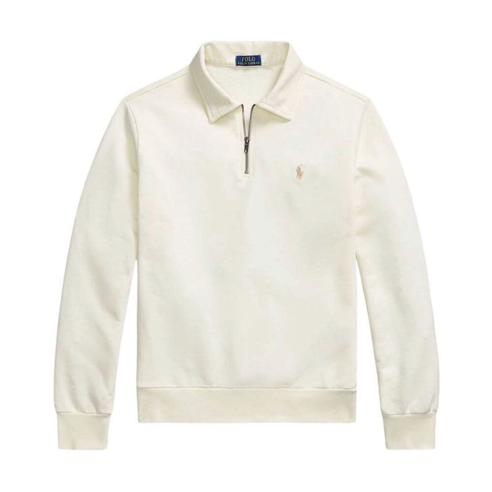 Polo Ralph Lauren Mens Loopback Fleece Quarter-Zip Sweatshirt Large Cream - NWT